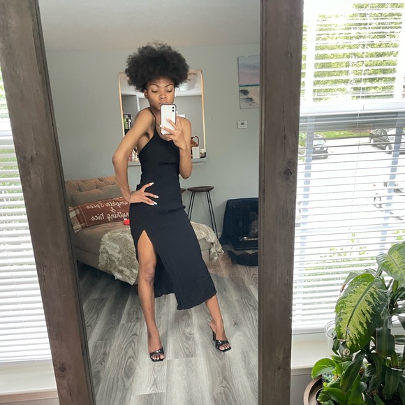 Black Sleeveless Backless Side Split Maxi Dress - Picture 2 of 16